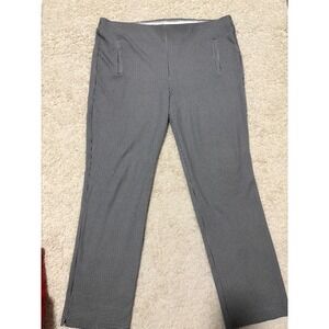 Chico's Large Pants Black White Houndstooth Cropped Flat Front Elastic Waist